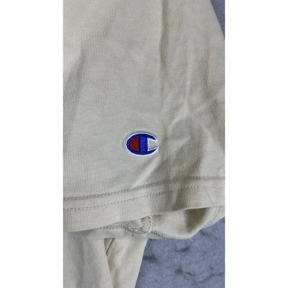 Champion Shirt Mens Medium Beige Big C Logo Script Graphic Tee T-Shirt Casual - Picture 3 of 8